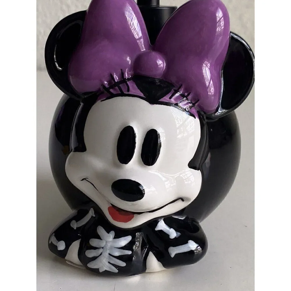 Disney‎ Minnie Mouse Halloween Skeleton Ceramic Soap Lotion Dispenser NEW